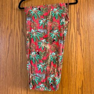 Red loose pants safari print